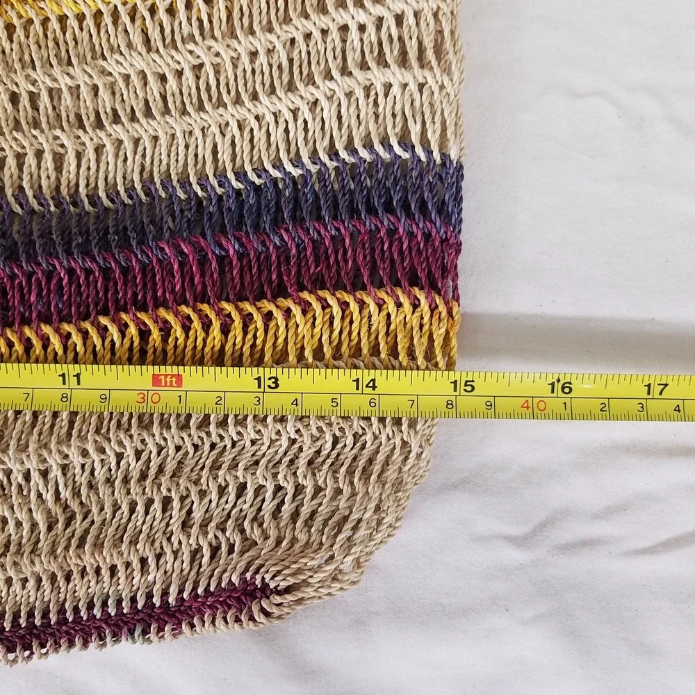 Woven Straw Shoulder Bag Womens os Multi nwot Boho Striped handmade Peruvian